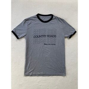 Unbranded Mens Small T-Shirt Gray Country Roads Take Me Home Ringer Graphic‎ Tee